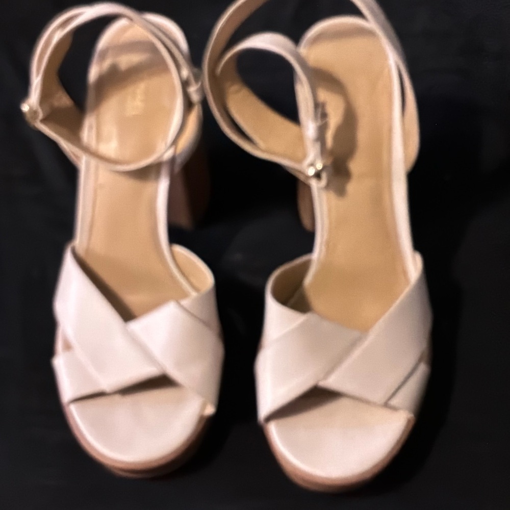 Michael Kors Women's Blush Crisscross Ankle-Strap Block Heels